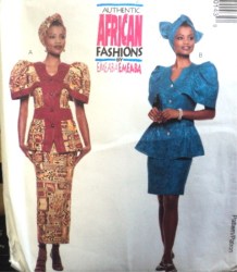 8014 AFRICAN BUTTON TOP,SKIRT LENGTHS,HDWRAP PATTERN 14-18